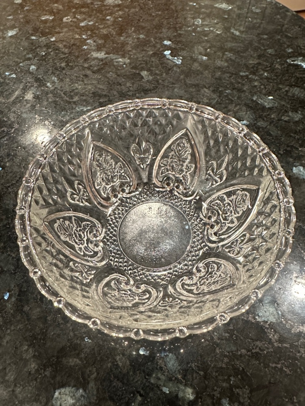 Clear Pressed Glass Decorative Bowl